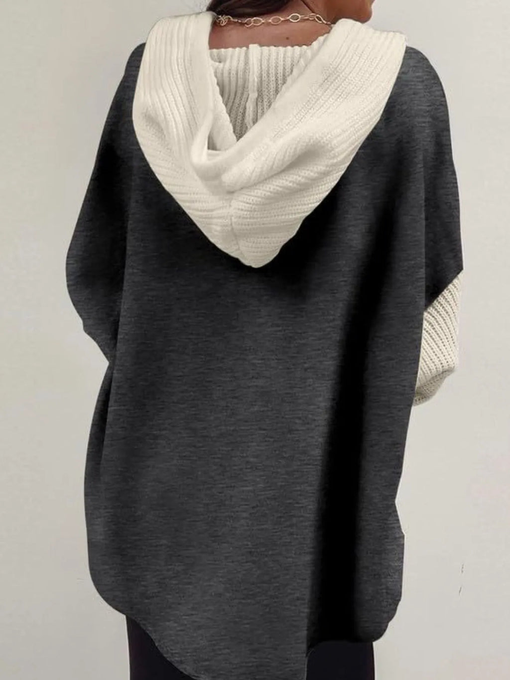 Drawstring Button Front Hoodie (7)
