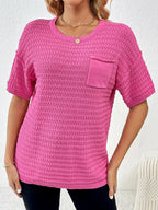 Round Neck Half Sleeve Knit Top (14)