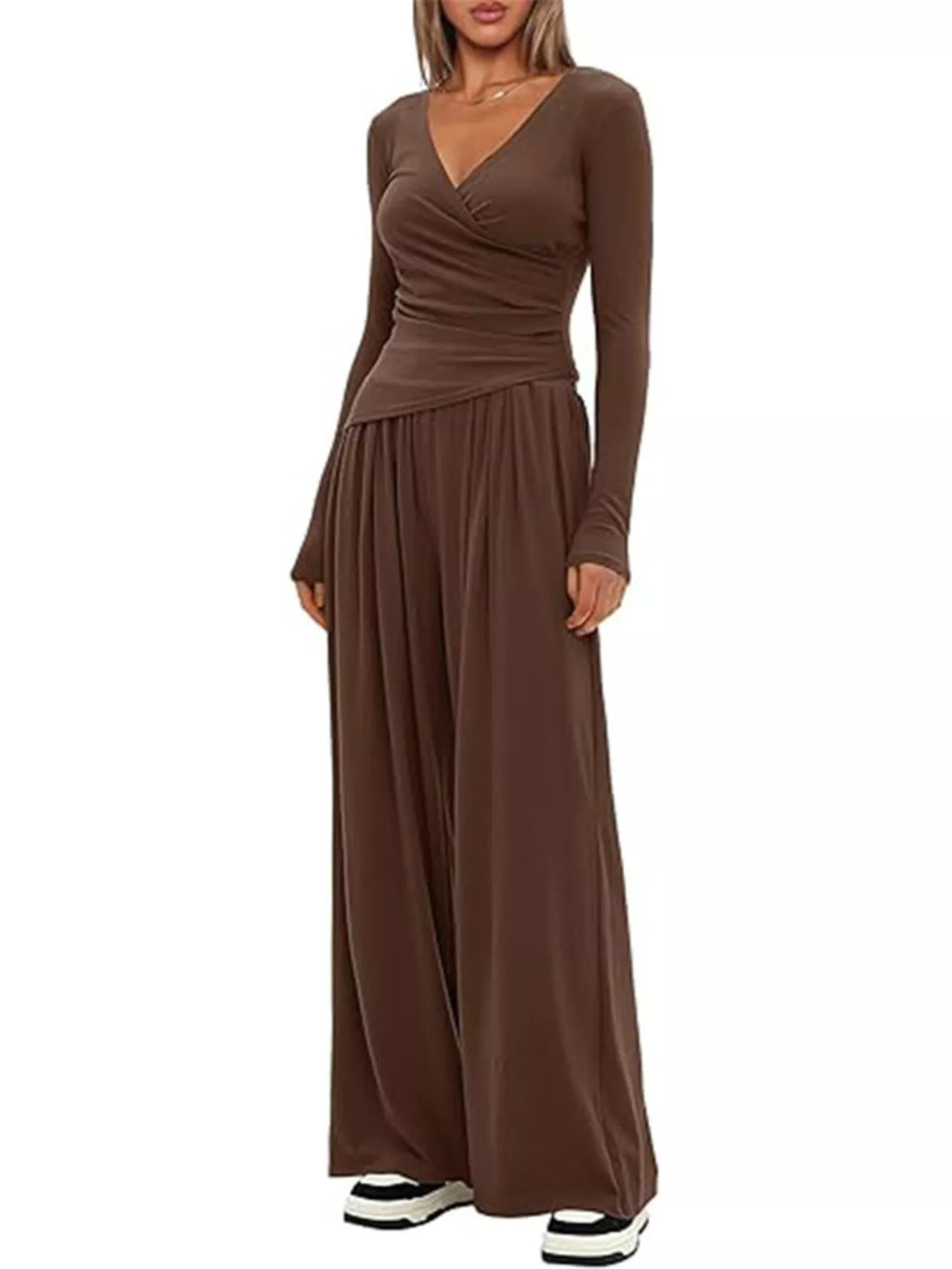 Casual Long Sleeve Top Pants Two-piece Set (4)