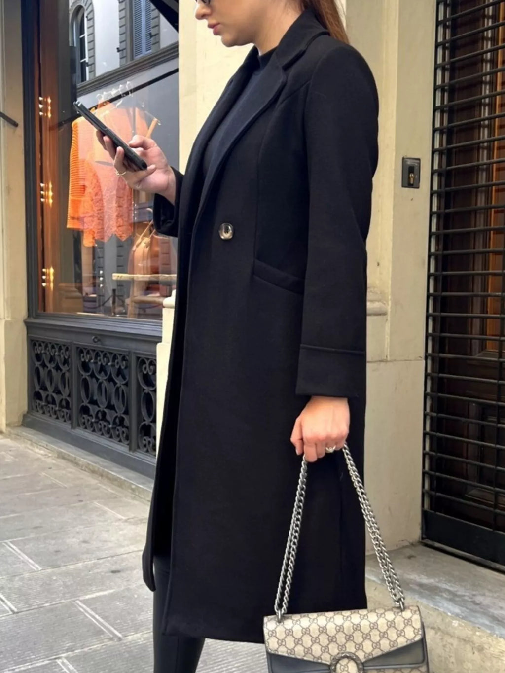 Lapel Collar Wool Blend Overcoat (14)