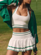Halter Neck Tank Skirt Tennis Active Set (2)