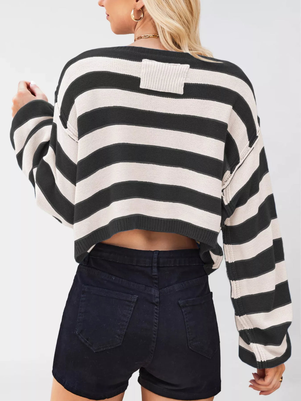 Striped Dropped Shoulder Sweater (10)