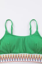 Textured Contrast Banding Bikini High Waist 2pcs Swimsuit (8)