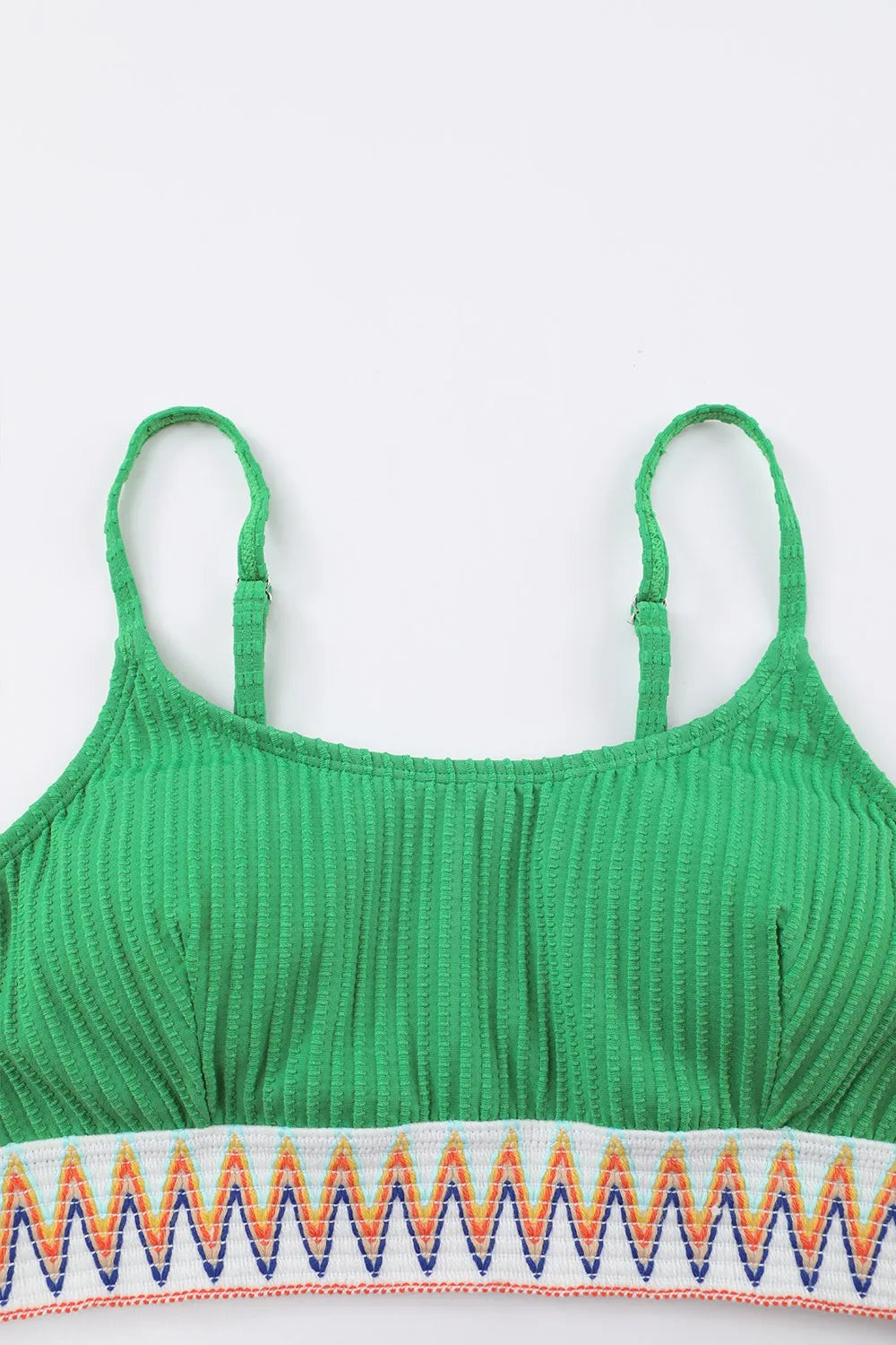 Textured Contrast Banding Bikini High Waist 2pcs Swimsuit (8)