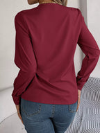 Layered V-neck Long Sleeve Blouse (25)
