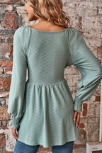 Peplum V-neck Long Sleeve Blouse (24)
