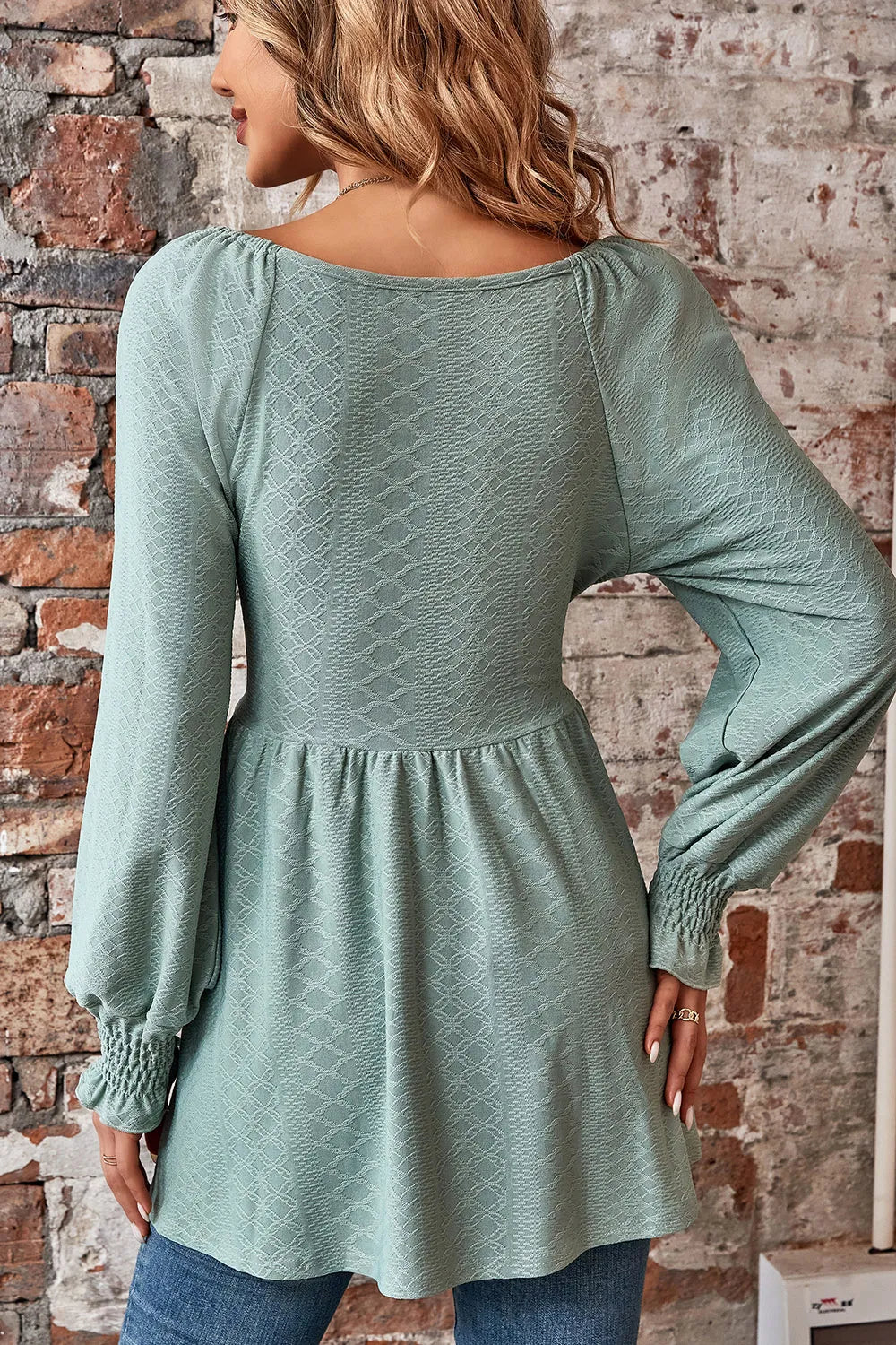 Peplum V-neck Long Sleeve Blouse (24)