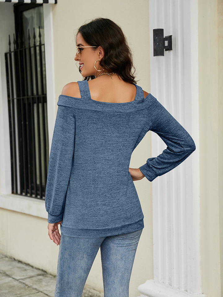 Cold Shoulder Cutout Square Neck Blouse (6)