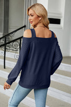 Cold Shoulder Square Neck Cutout Blouse (6)