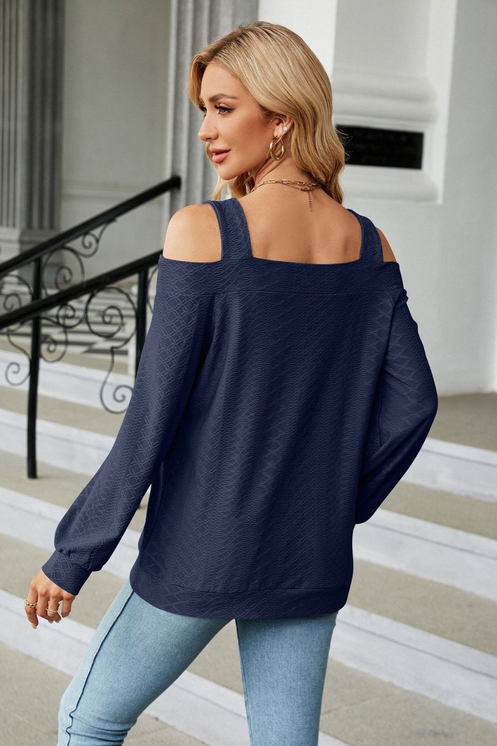 Cold Shoulder Square Neck Cutout Blouse (6)