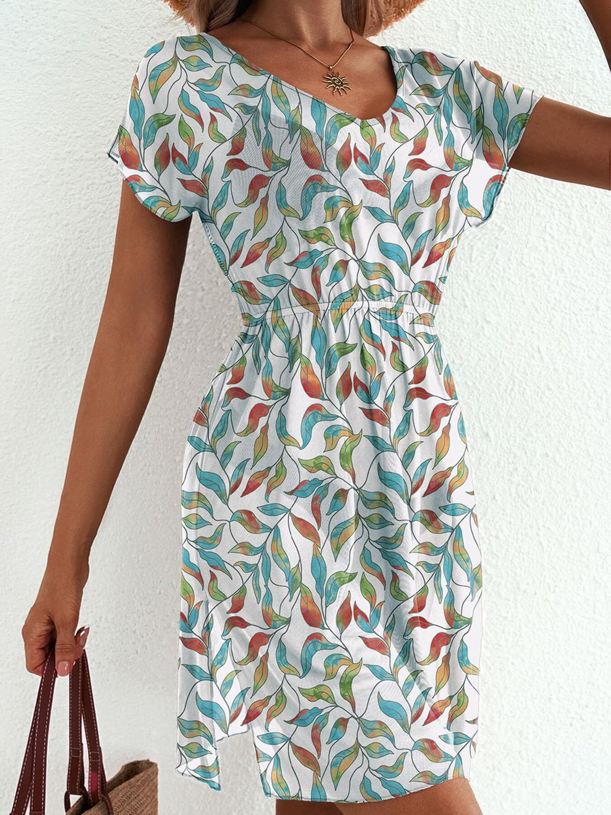 Printed Short Sleeve Mini Dress (3)