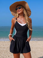 Block Adjustable Strap One-piece Swimsuit (4)