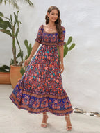 Floral Flounce Sleeve Midi Dress (3)