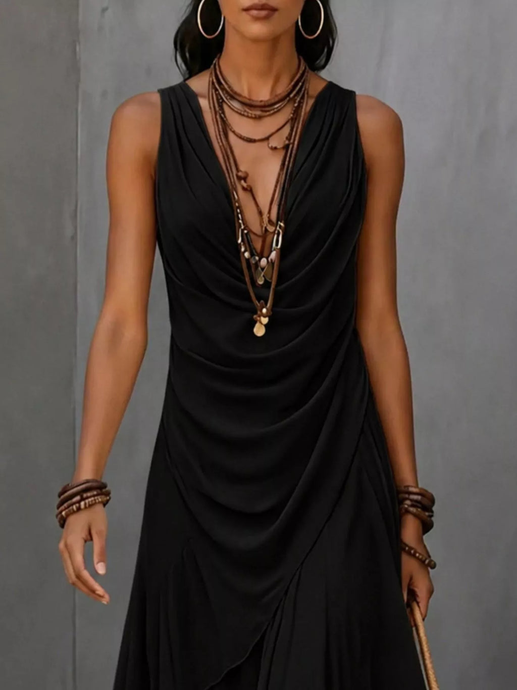 Sleeveless Layered Ruffle Hem Maxi Dress (8)