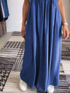 Full Size Ruched Wide Strap Overall Maxi Dress Plus (5)