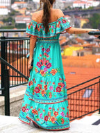 Floral Off Shoulder Ruffle Maxi Dress (13)