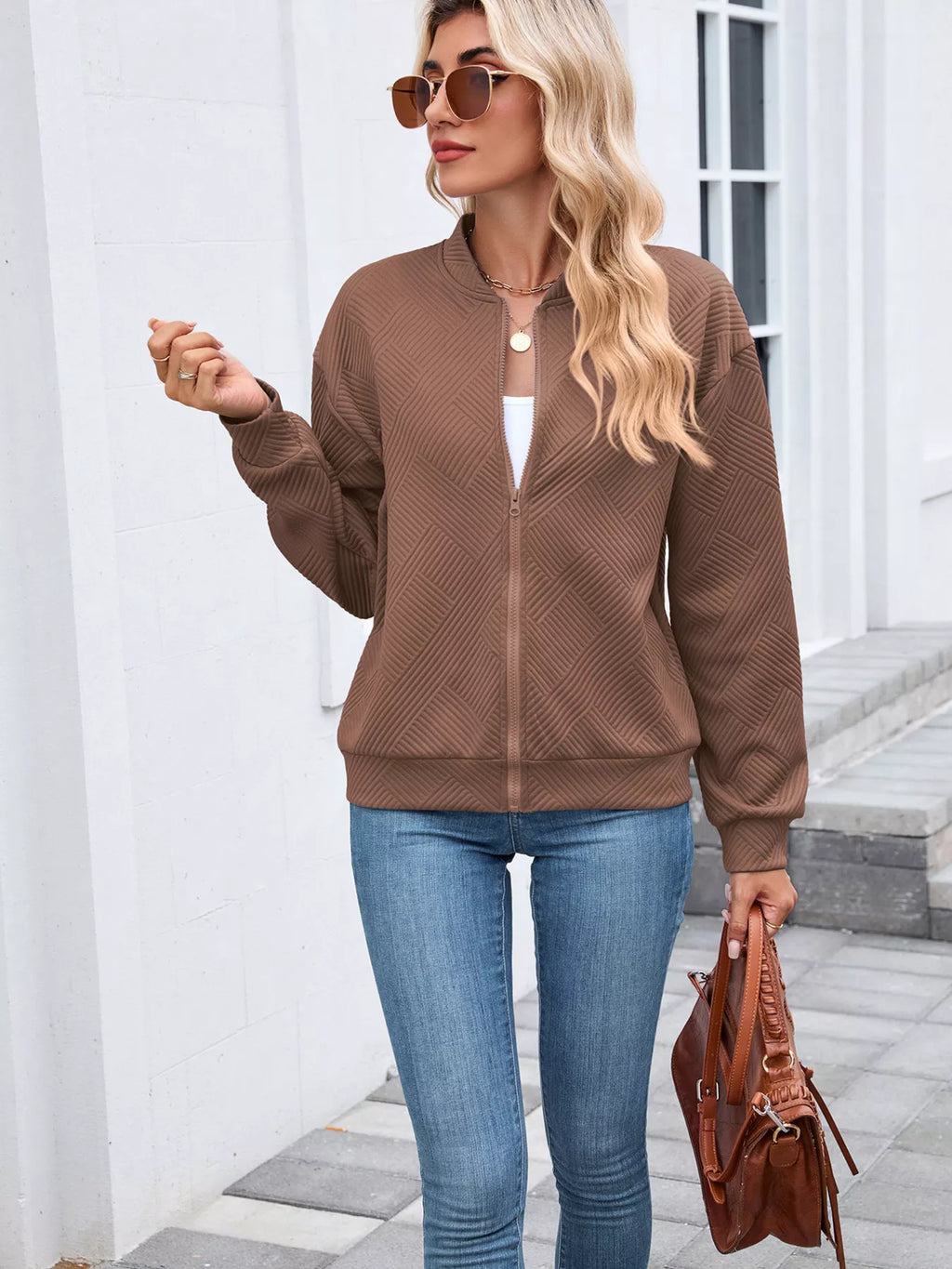 Textured Zip Up Jacket (9)