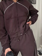 Fleece Zip-up Hoodie Joggers Set (17)