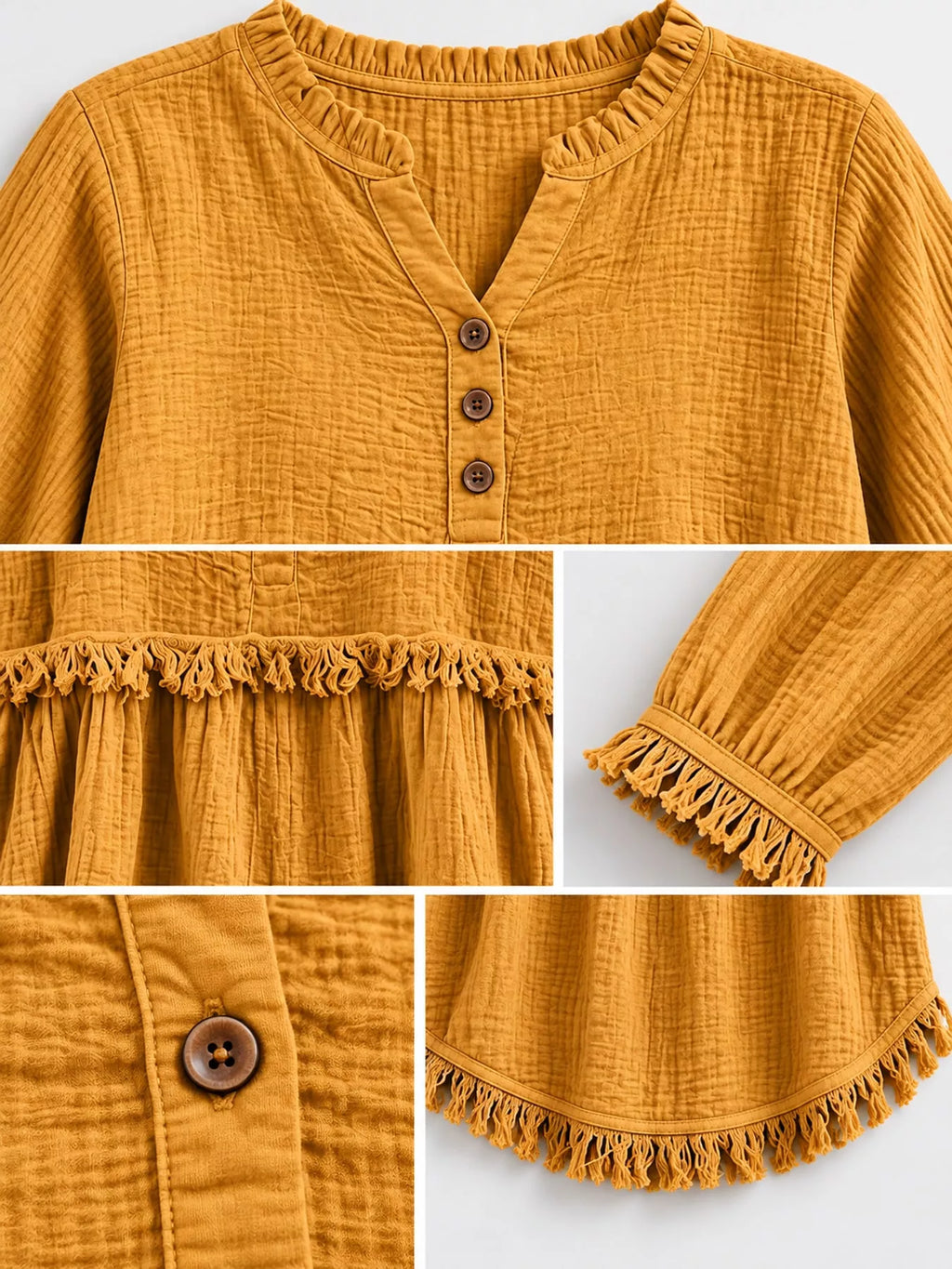 Full Size Frayed Hem Button Detail Blouse Plus (15)