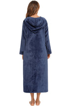 Zip Front Hooded Night Dress Pockets (9)