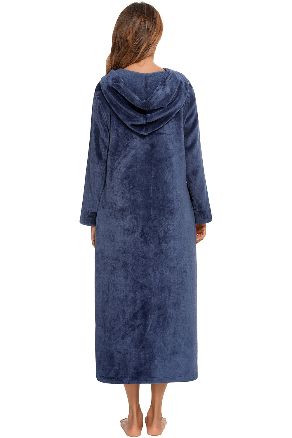Zip Front Hooded Night Dress Pockets (9)