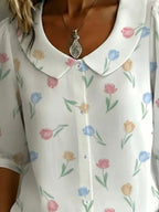 Floral Print Peter Pan Collar Shirt (5)