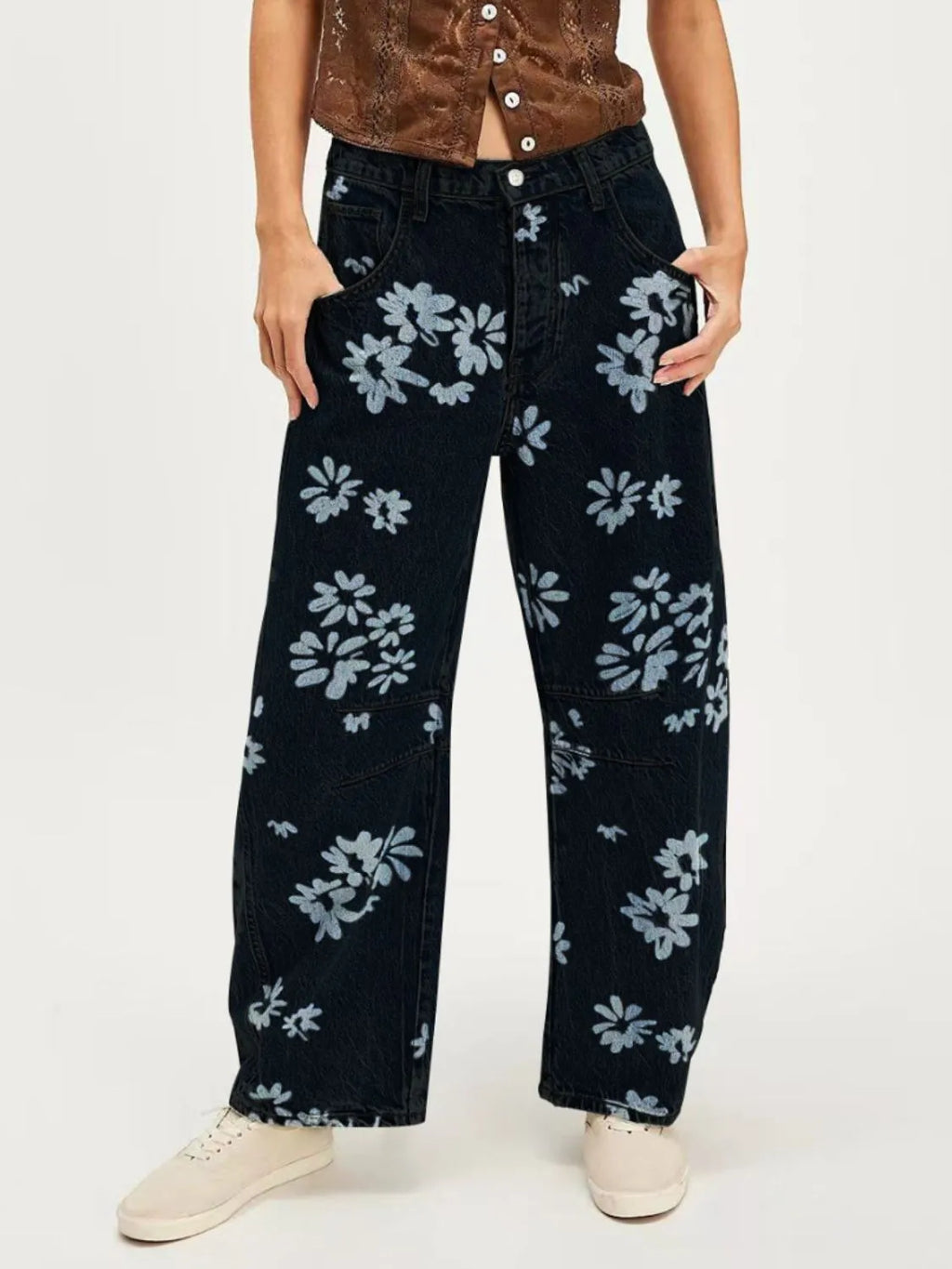 Printed Wide Leg Jeans (2)