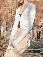 Tied Surplice Long Sleeve Top (8)