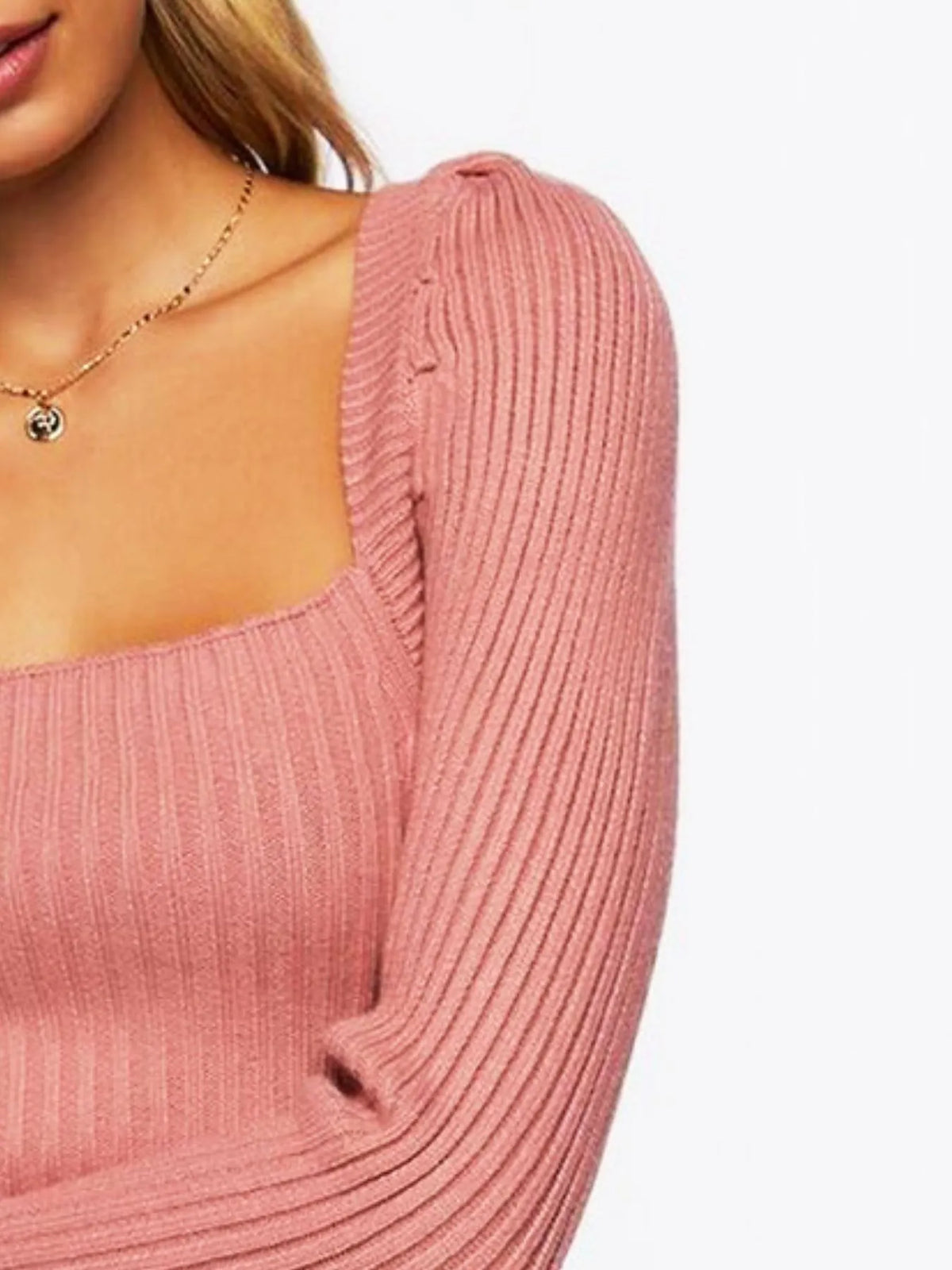 Ribbed Square Neck Long Sleeve Sweater (5)
