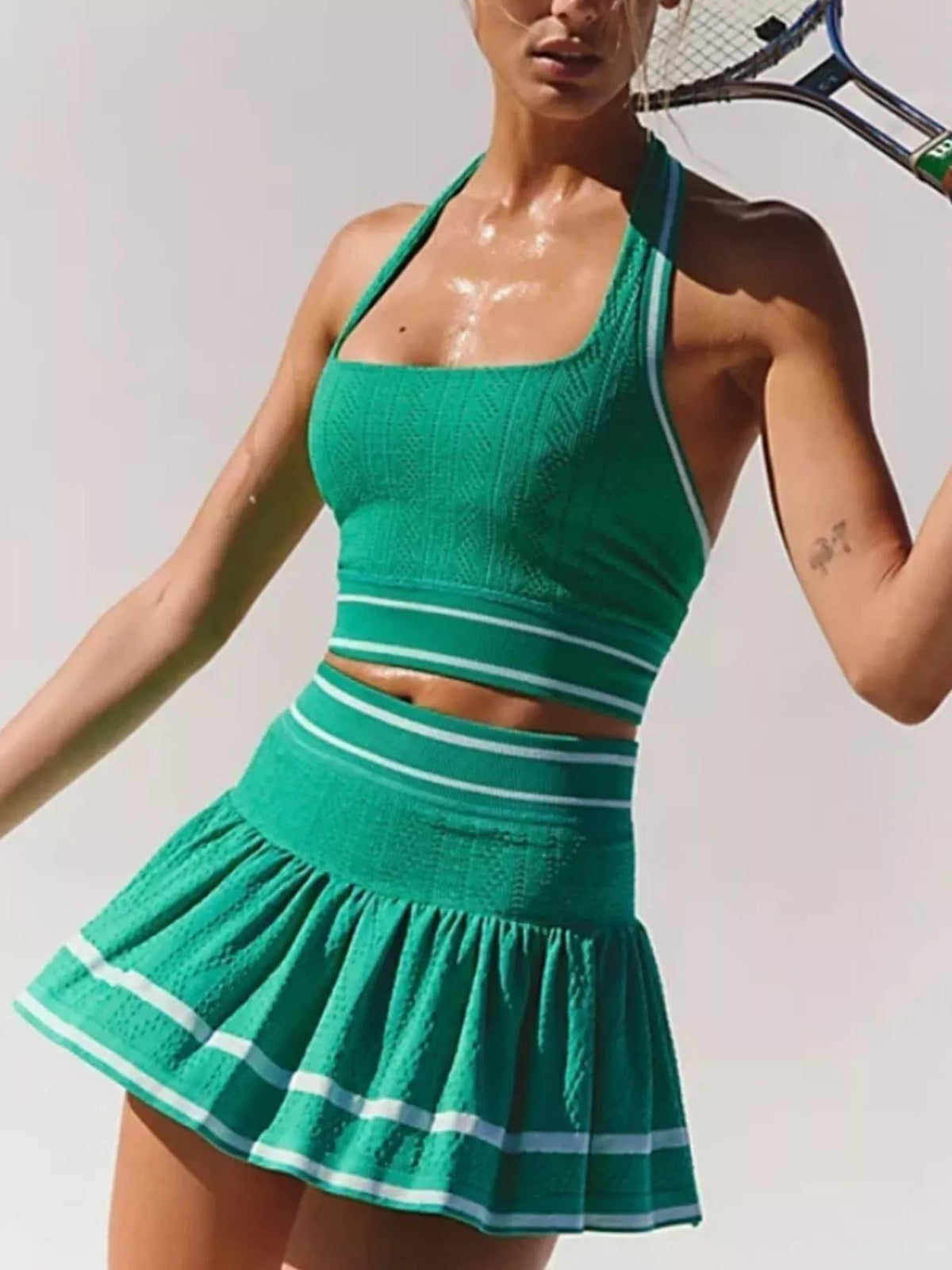 Halter Neck Tank Skirt Tennis Active Set (12)