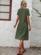 Round Neck Short Sleeve Dress Pockets (9)
