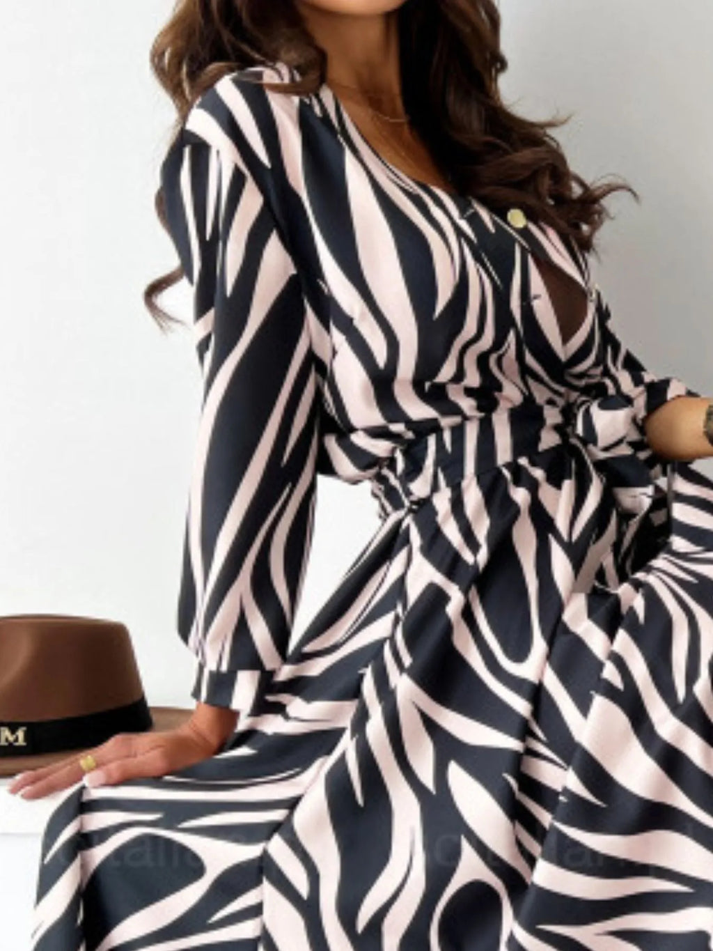 Printed Tie Waist Midi Dress (32)