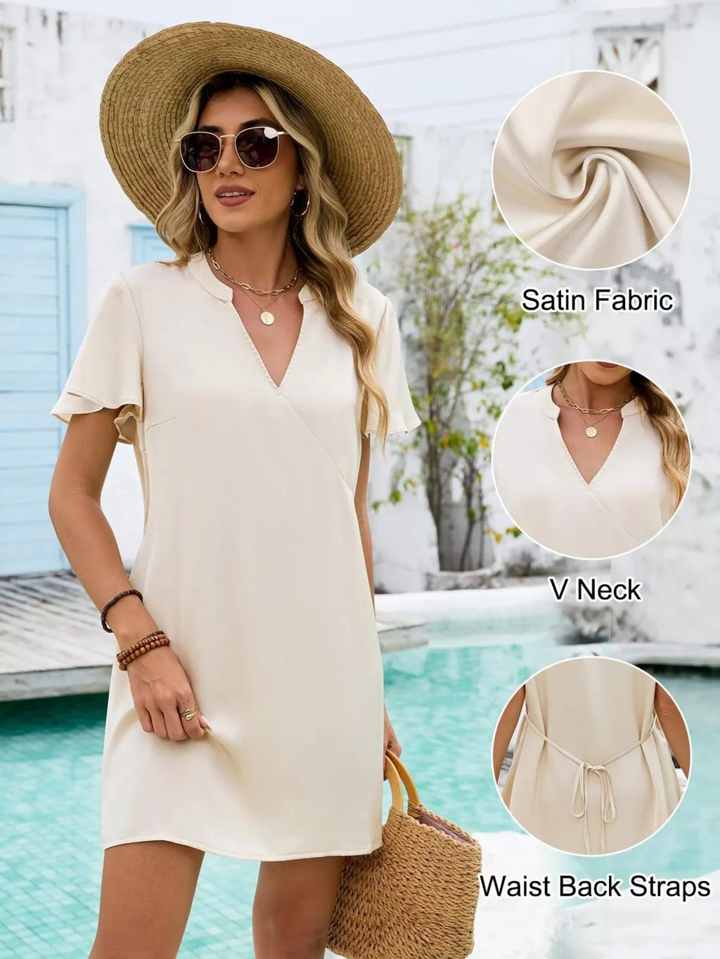 Notched Flutter Sleeve Mini Dress (4)