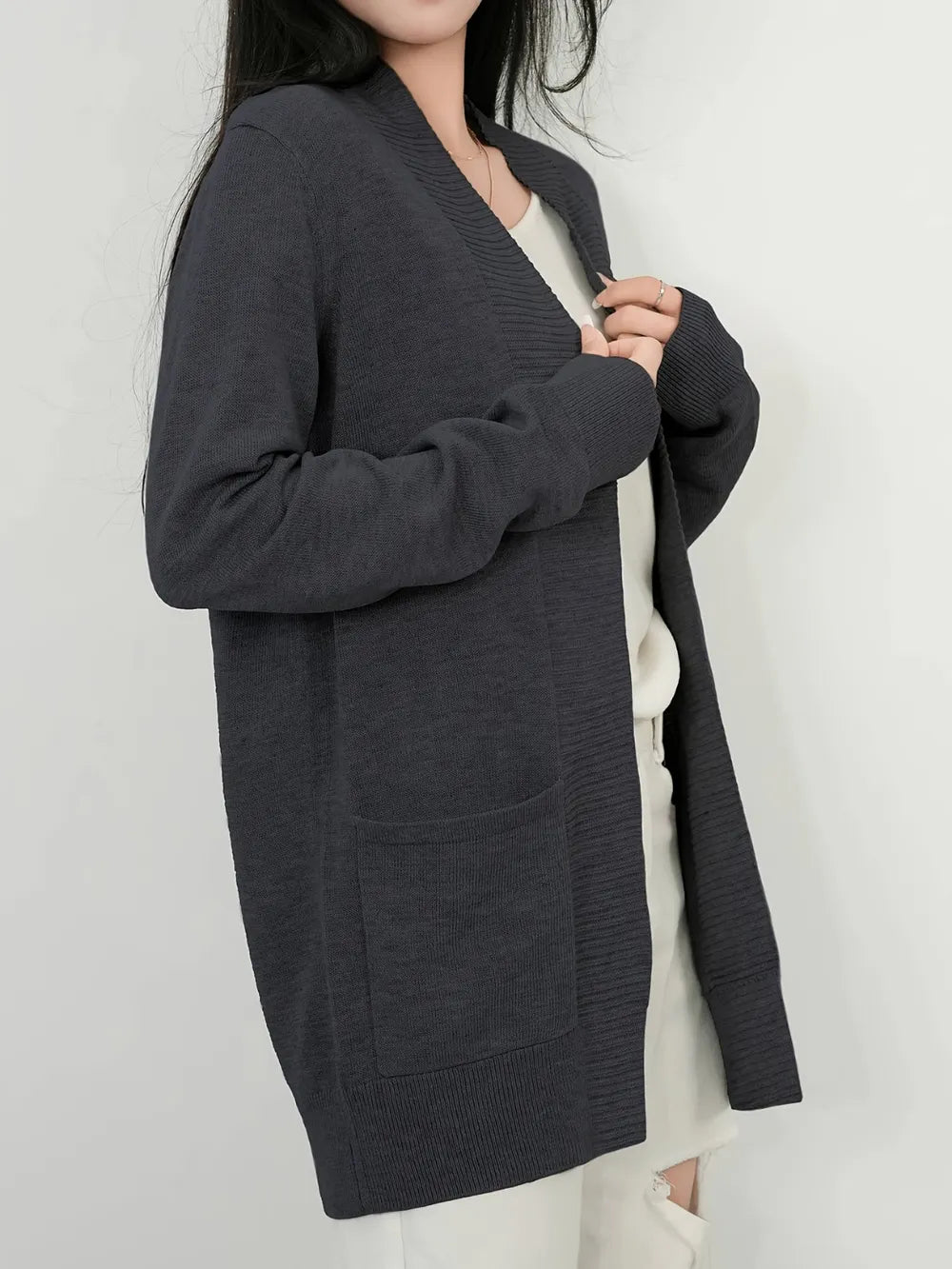 Open Front Long Sleeve Sweater Cardigan (10)