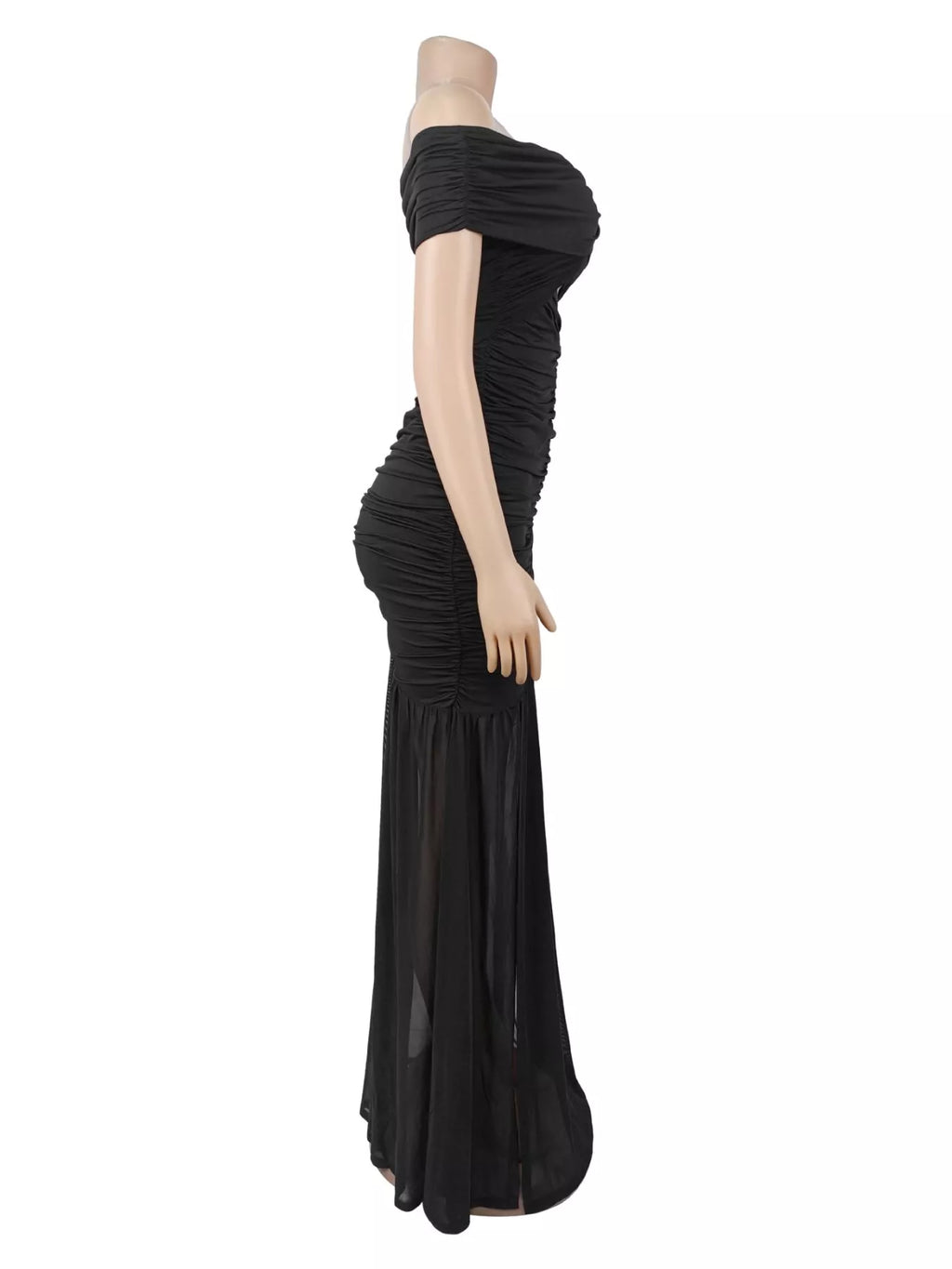 Off-shoulder Ruched Mermaid Maxi Dress (4)