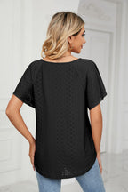 Eyelet Tie-neck Flutter Sleeve Top (9)