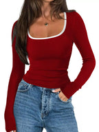 Scoop Neck Long Sleeve T-shirt (20)