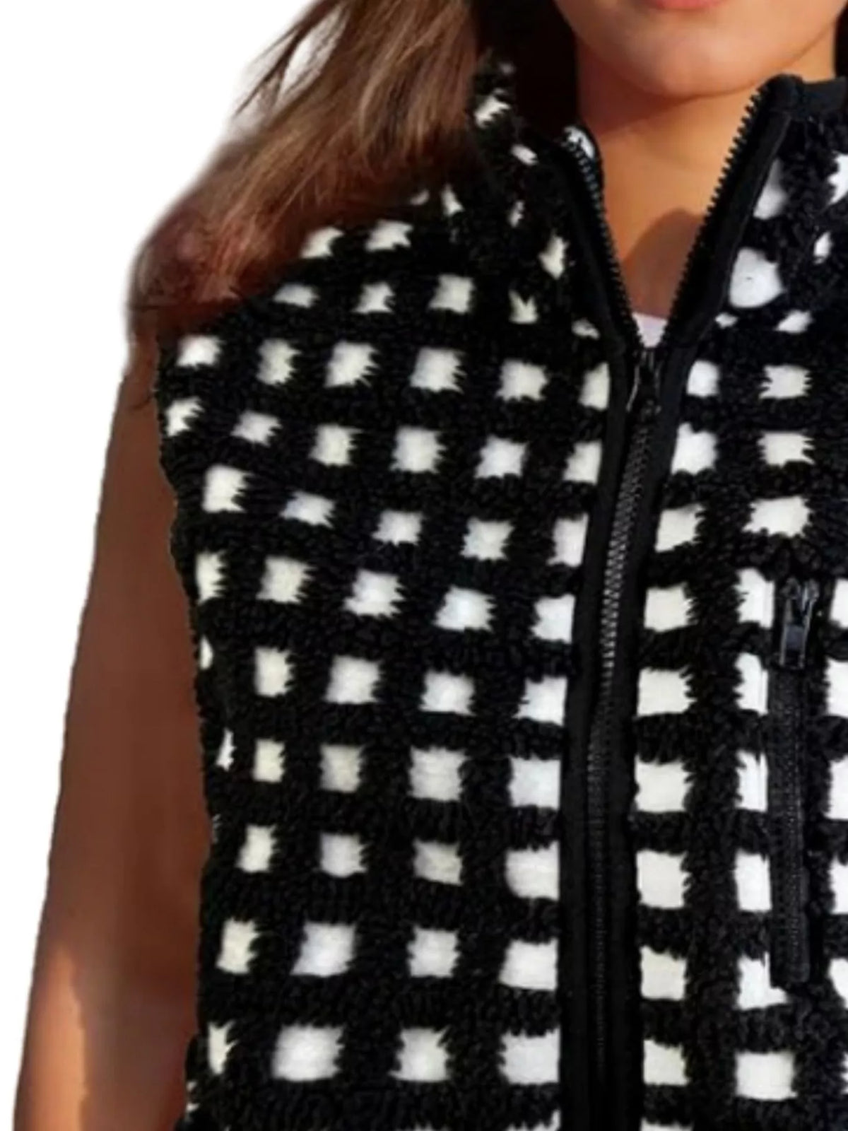 Plaid Zip Up Vest Coat (14)