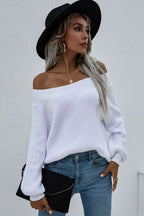 Off-shoulder Rib-knit Sweater (5)