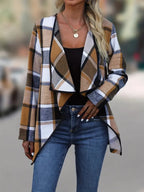 Plaid Open Front Long Sleeve Jacket (15)