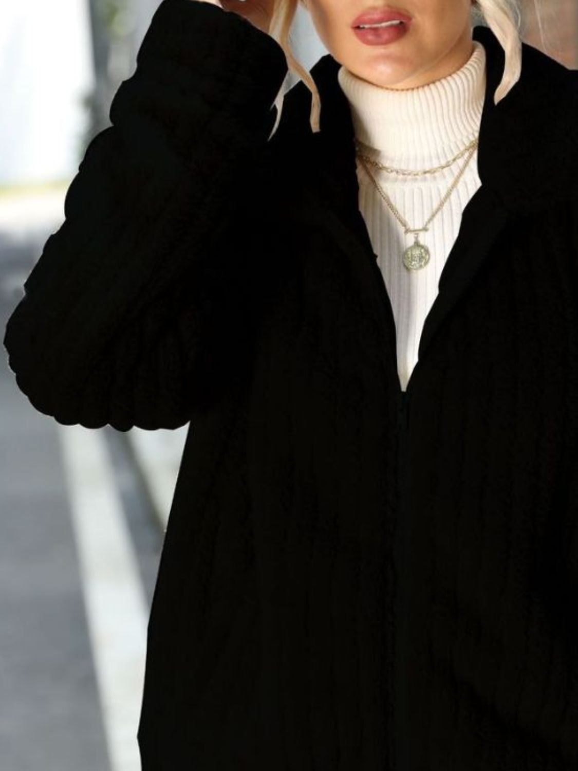 Zip-up Collared Ribbed Jacket (8)