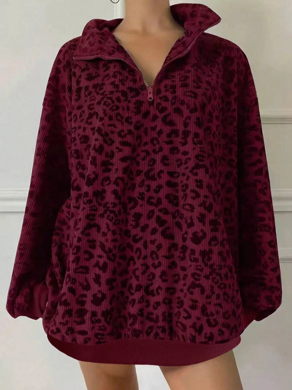 Leopard Print Quarter-zip Sweatshirt (12)