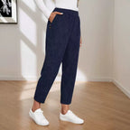 Corduroy Pocket High-waist Solid Color Straight Casual Pants photo 1