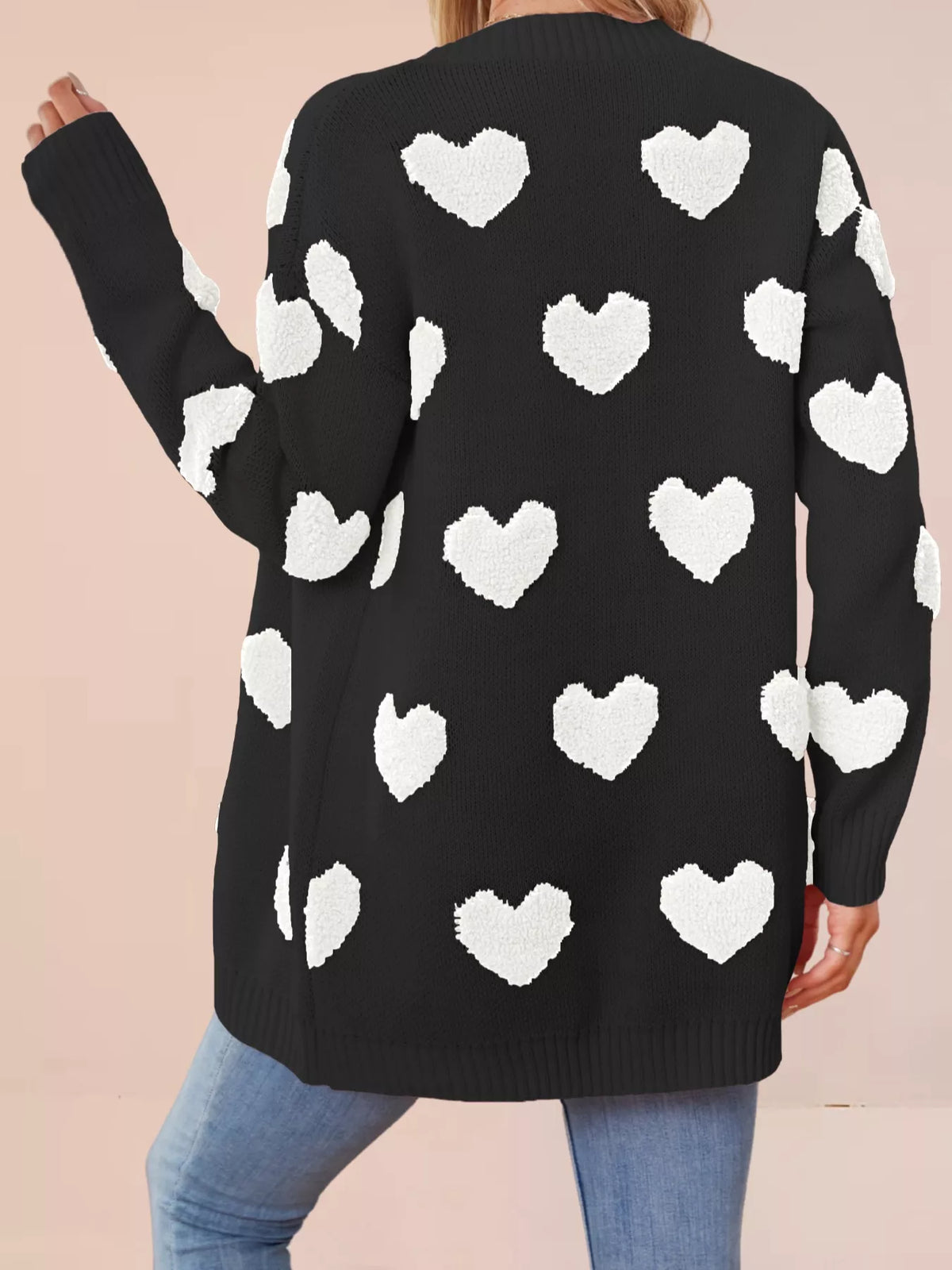 Heart Pattern Knit Button-up Cardigan (16)