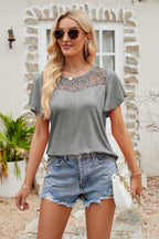 Spliced Lace Flutter Sleeve Top (2)