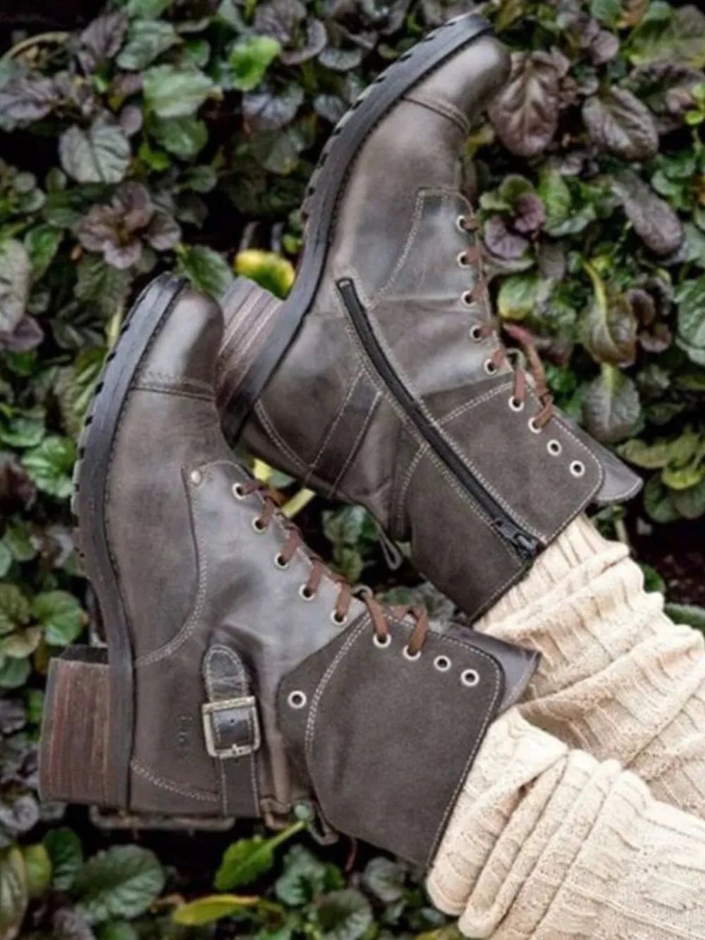 Lace-up Block Heel Boots (3)