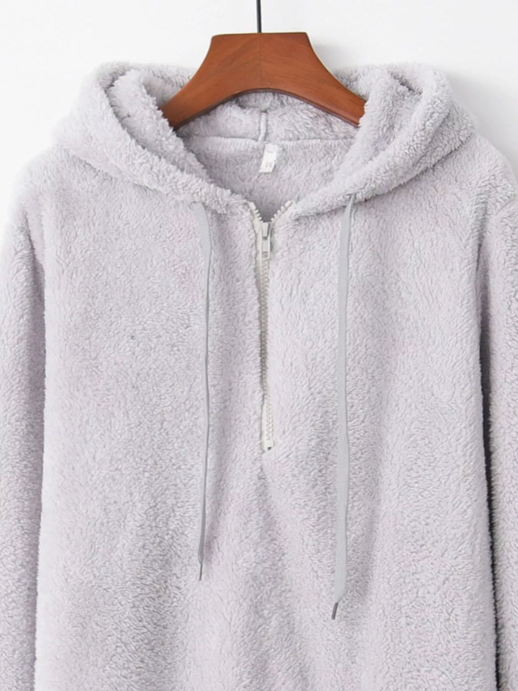 Full Size Half Zip Drawstring Fleece Hoodie Plus (11)