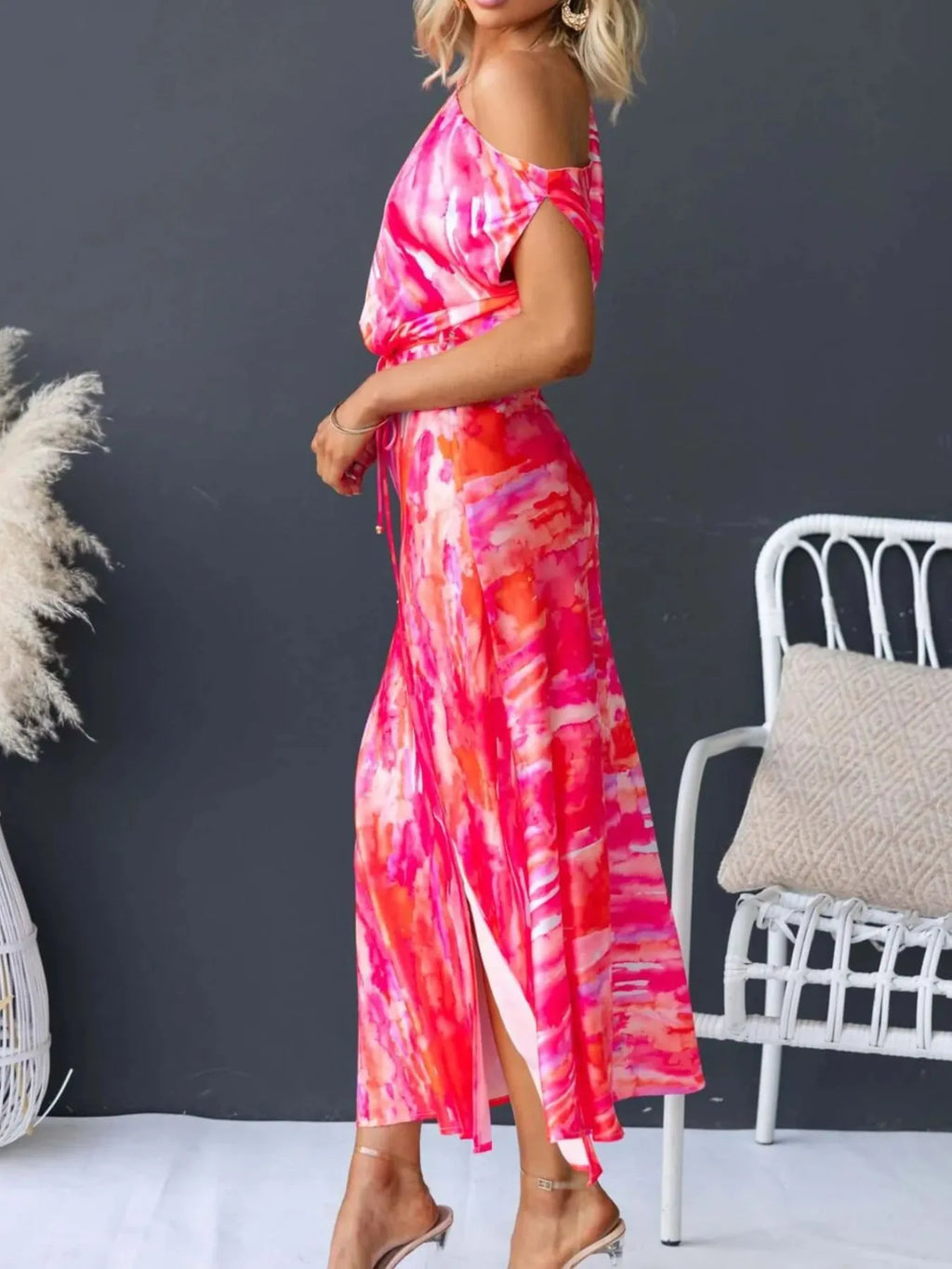One Shoulder Printed Dress Slit (17)