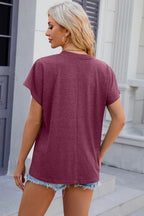 V-neck Short Sleeve T-shirt (24)