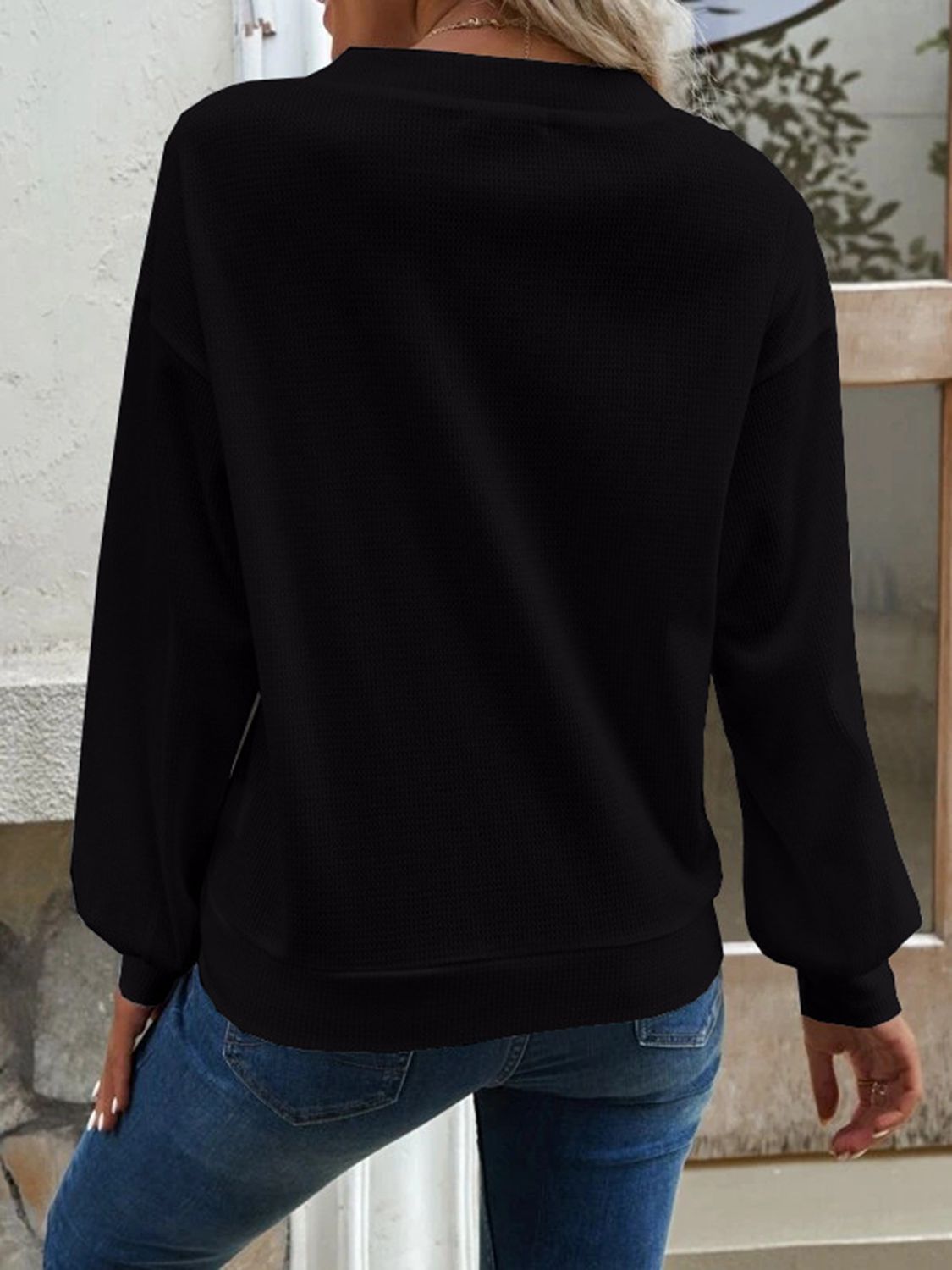 V-neck Dropped Shoulder Blouse (9)